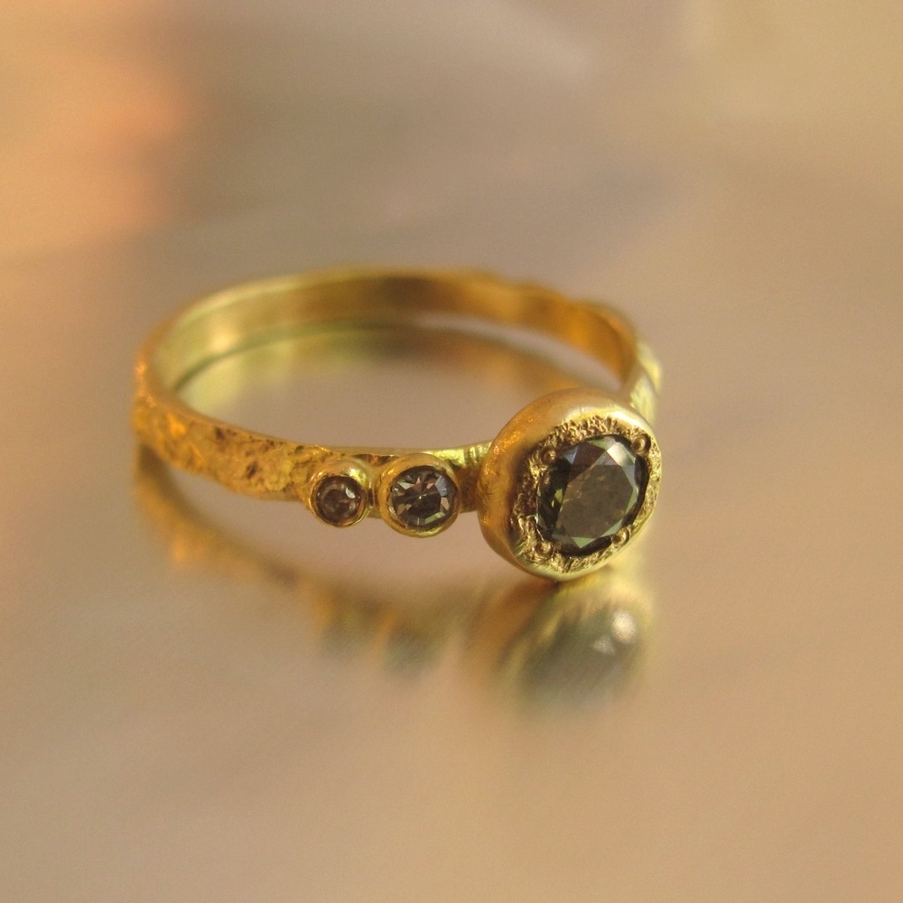 Luxury Handmade Engagement Ring – 14K Yellow Gold 0.23ct diamonds